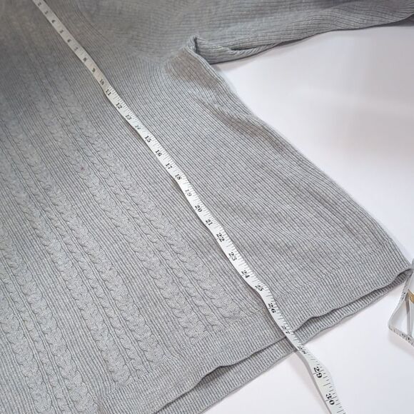 Talbots Sweater Womens 3X Gray Turtleneck Cable Knit - Picture 7 of 7